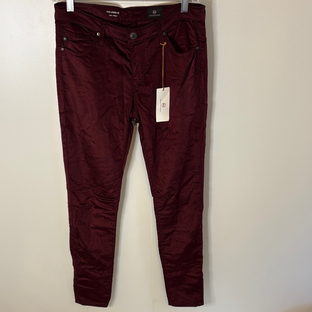 AG Adriano Goldschmied Corduroy Pants in Deep Red